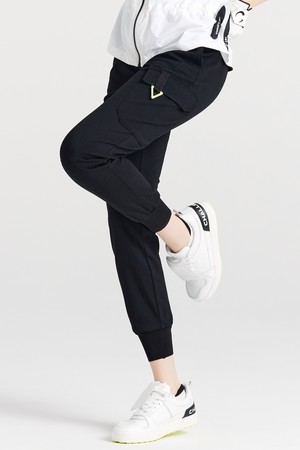 카고 지퍼포켓 나일론스판 여성 골프 조거팬츠 블랙_BLACK-a