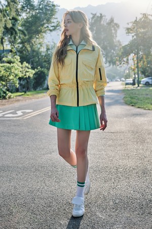 나일론스판 루즈핏 허리스트링 여자 골프바람막이 옐로우_YELLOW-a