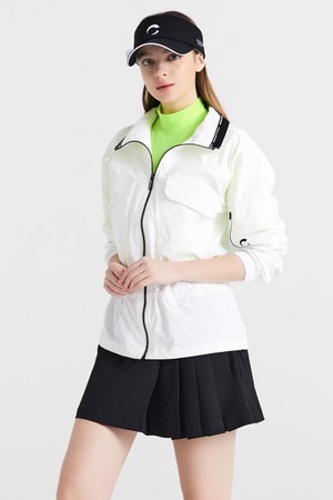 나일론스판 루즈핏 허리스트링 여자 골프바람막이 화이트_WHITE-a
