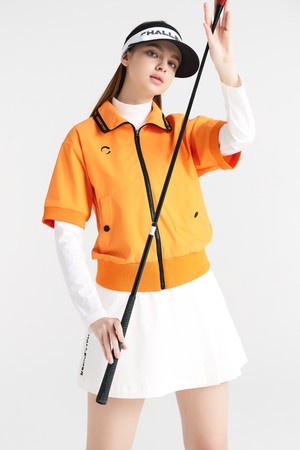 나일론스판 앞포켓 숏기장 여성 골프 반팔 바람막이 오렌지_ORANGE-a