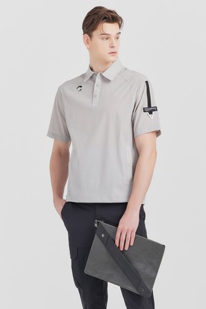 소매포인트 나일론스판 카라넥 남성 골프 반팔티셔츠형 골프 우븐탑 라이트그레이_GREY-a