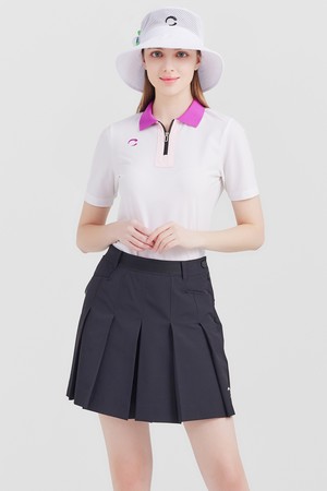 PQ조직 냉감소재 카라넥 배색 여성 골프 반팔티셔츠 화이트_WHITE-a
