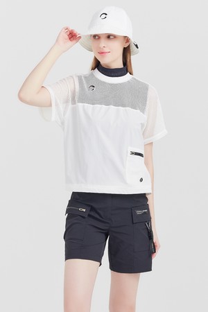 상단 저지메쉬 라운드넥 여성 골프 반팔티셔츠 화이트_WHITE-a
