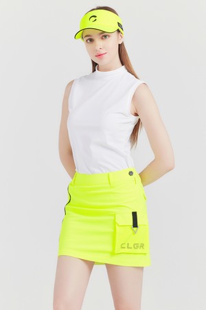 냉감 트리코트 넥라인 로고플레이 여성 슬리브리스 골프티셔츠 화이트_WHITE-a