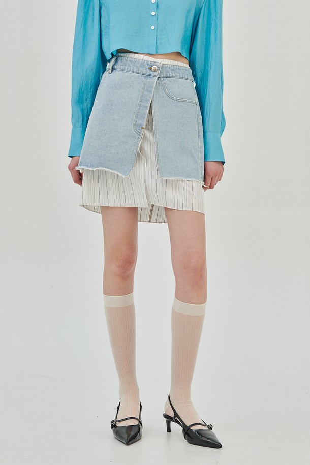 LEWITT - 미니스커트 - LAYERED MINI DENIM SKIRT