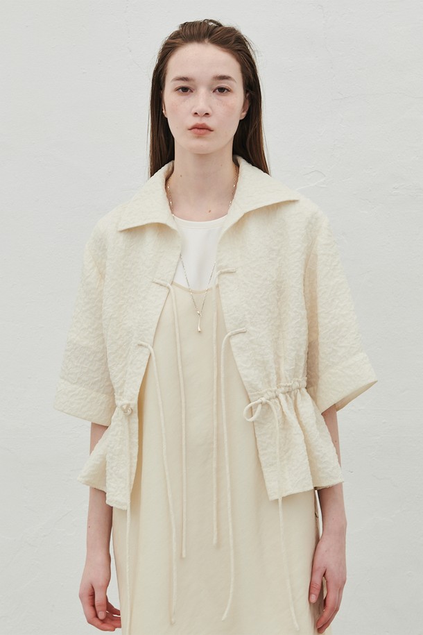 LEWITT - 블라우스 - OPEN COLLAR STRING CARDIGAN