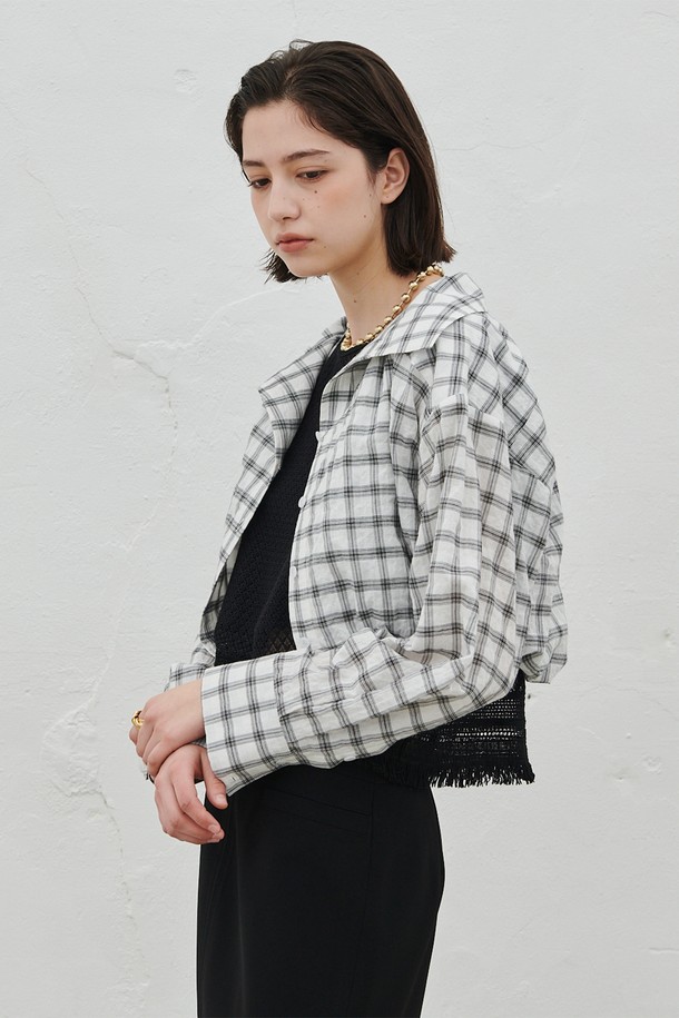 LEWITT - 셔츠 - OPEN COLLAR CROP SHIRTS