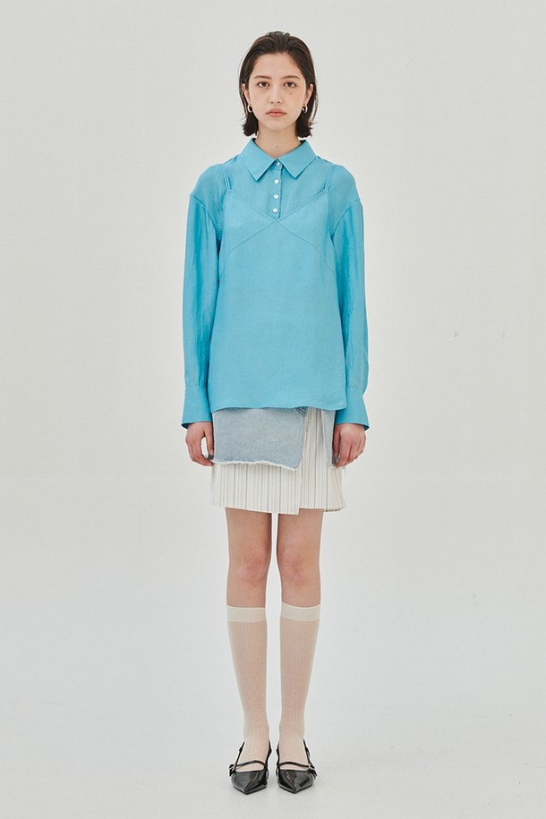 LEWITT - 미니스커트 - LAYERED MINI DENIM SKIRT