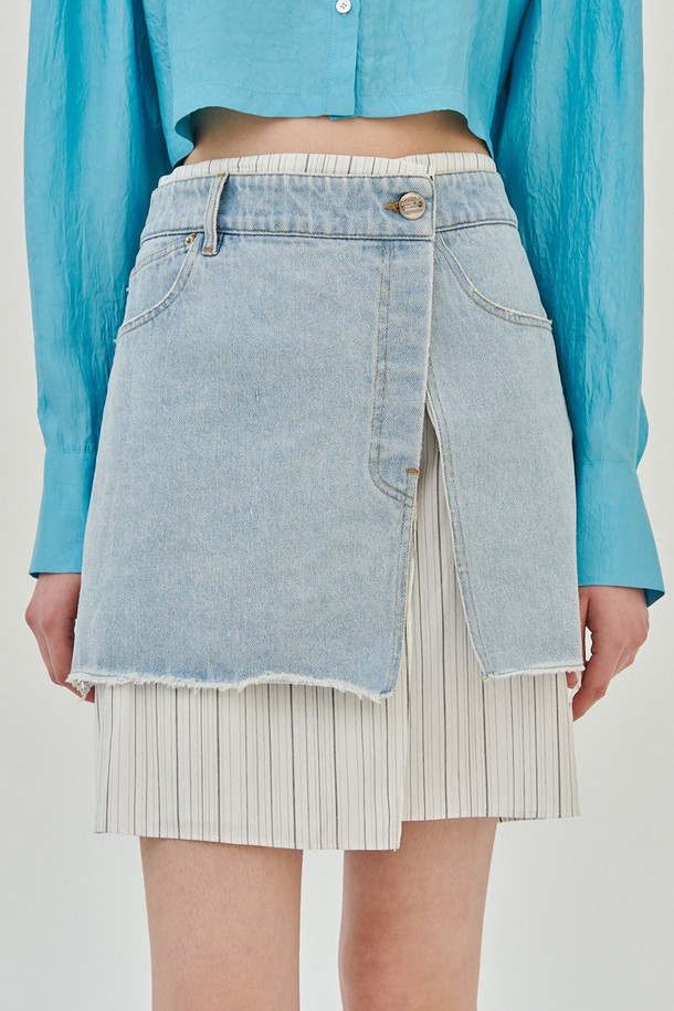 LEWITT - 미니스커트 - LAYERED MINI DENIM SKIRT