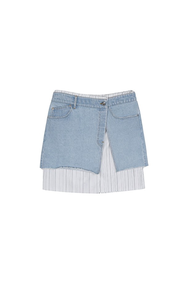 LEWITT - 미니스커트 - LAYERED MINI DENIM SKIRT