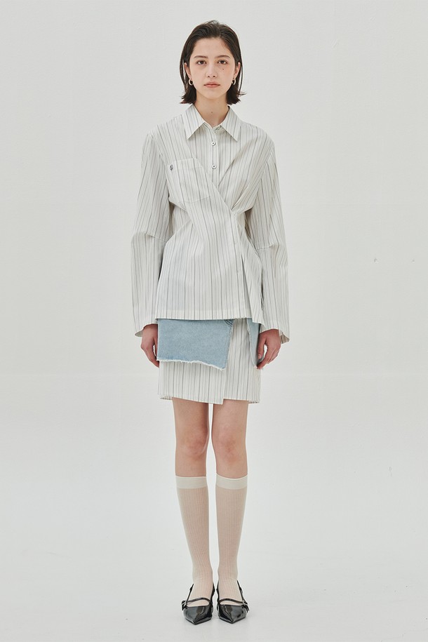 LEWITT - 미니스커트 - LAYERED MINI DENIM SKIRT