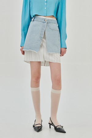 LAYERED MINI DENIM SKIRT