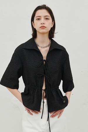 OPEN COLLAR STRING CARDIGAN