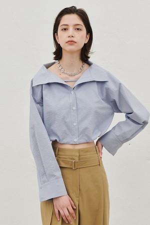 OPEN COLLAR CROP SHIRTS