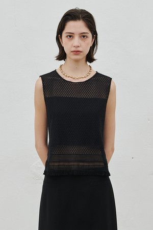 NET FABRIC SLEEVELESS TOP