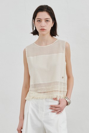 NET FABRIC SLEEVELESS TOP