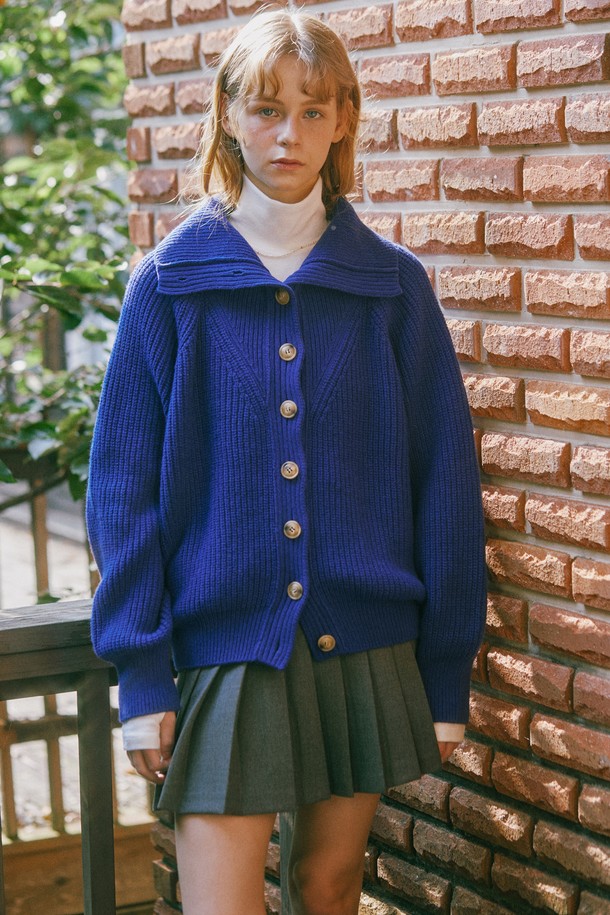 Snug.U - 스웨터 - TURTLE NECK WOOL KNIT CARDIGAN