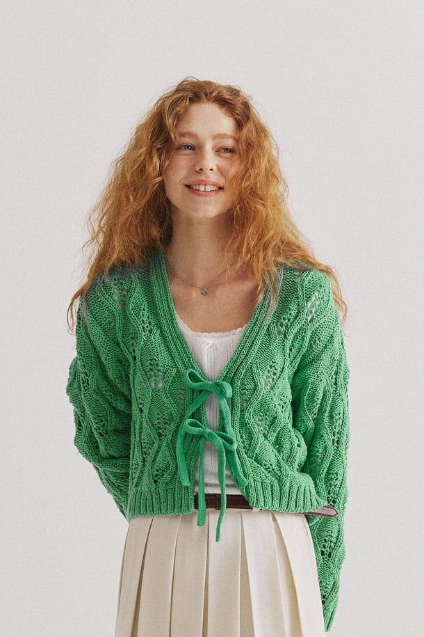 Snug.U - 가디건 - VEGAN COTTON 100 LEAF_SHAPED CARDIGAN