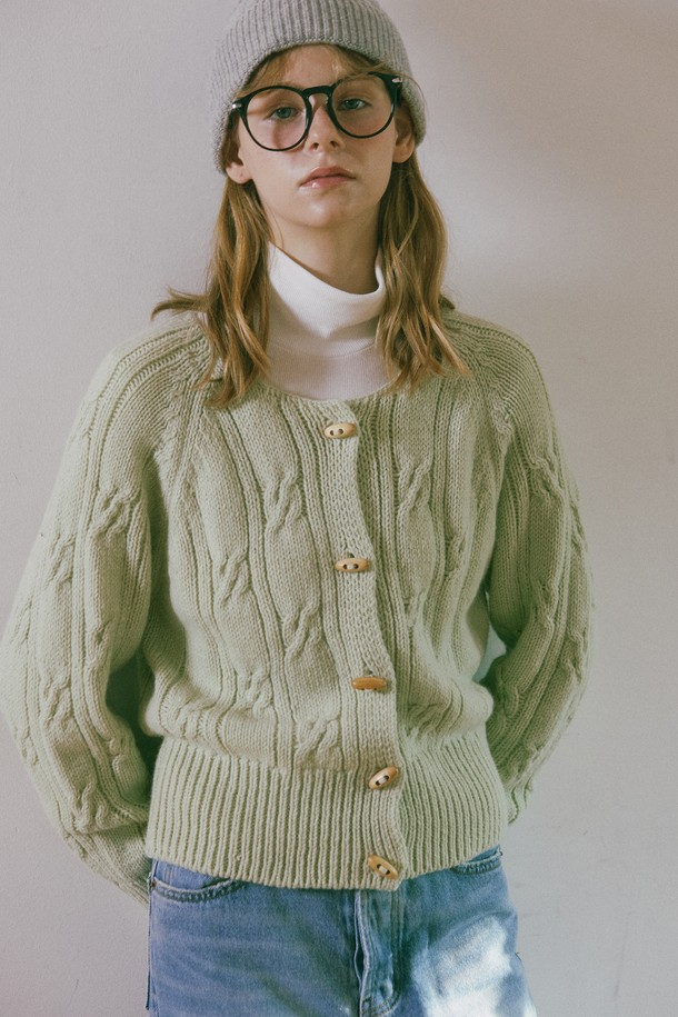 Snug.U - 가디건 - Vintage Cable Wool Knit Cardigan