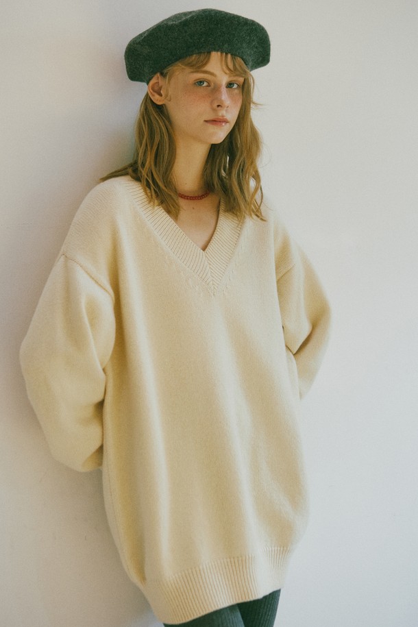 Snug.U - 스웨터 - Extra Fine Wool Hand Hole Long Knit Top