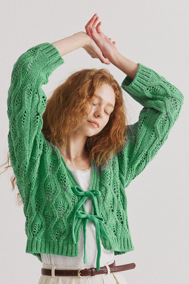 Snug.U - 가디건 - VEGAN COTTON 100 LEAF_SHAPED CARDIGAN