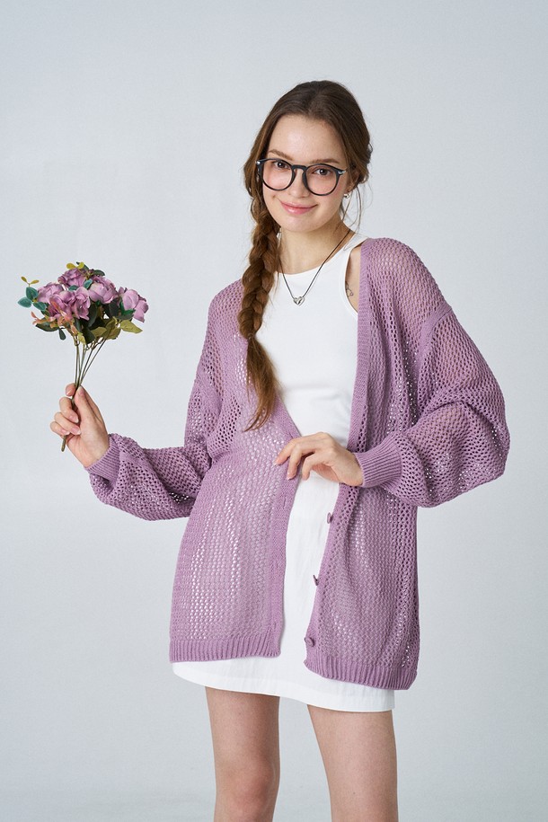 Snug.U - 스웨터 - Summer Linen Mesh Cardigan