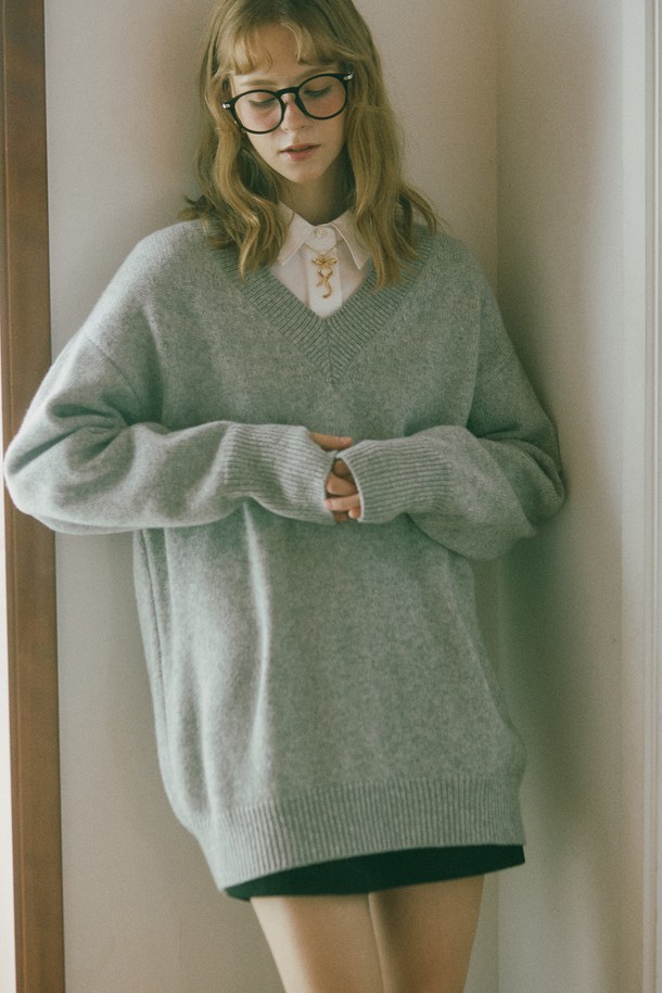 Snug.U - 스웨터 - Extra Fine Wool Hand Hole Long Knit Top