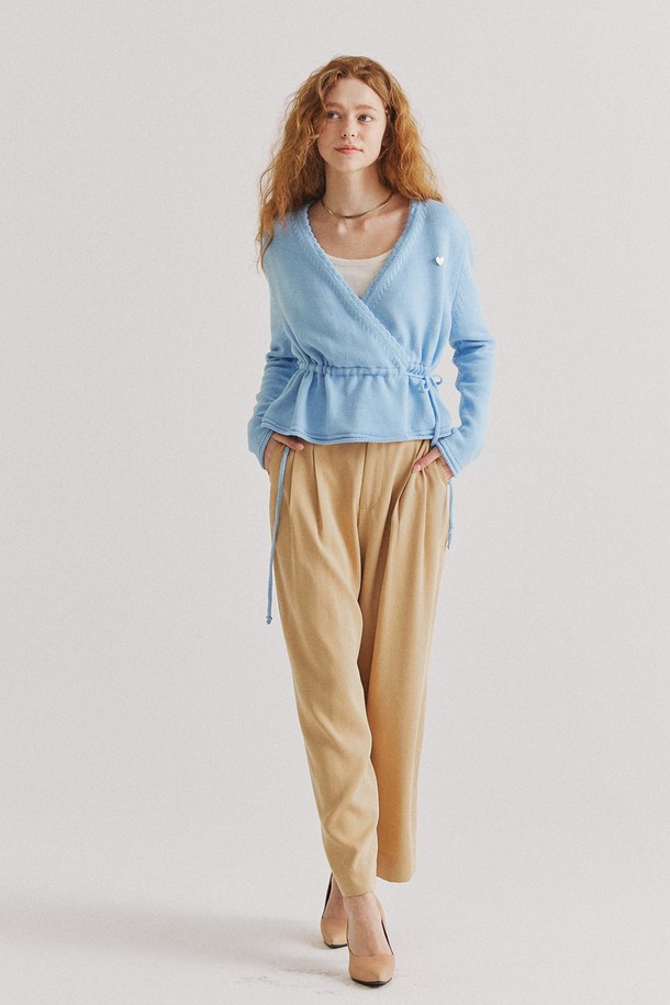 Snug.U - 스웨터 - Heart Punching Wrap Knit Top