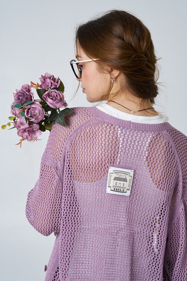 Snug.U - 스웨터 - Summer Linen Mesh Cardigan