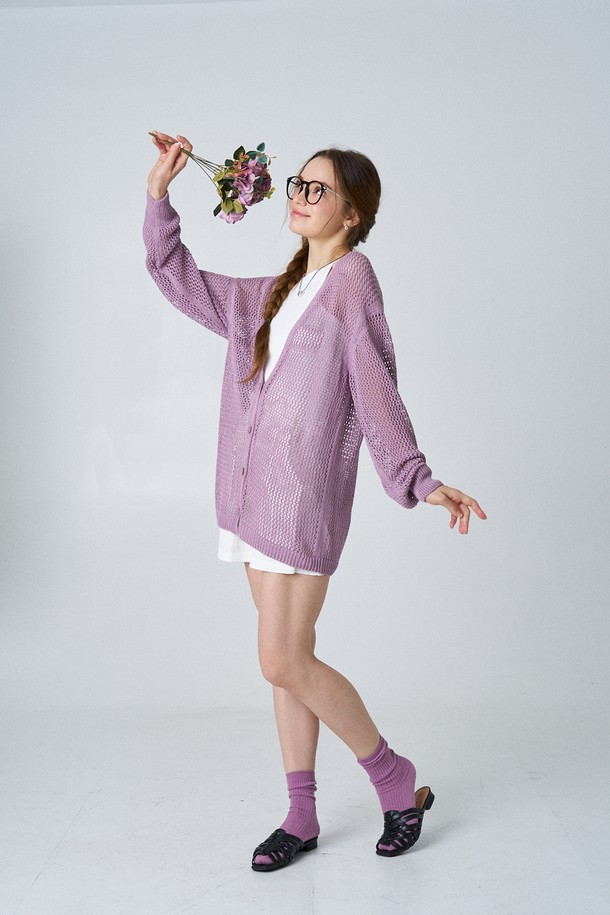 Snug.U - 스웨터 - Summer Linen Mesh Cardigan