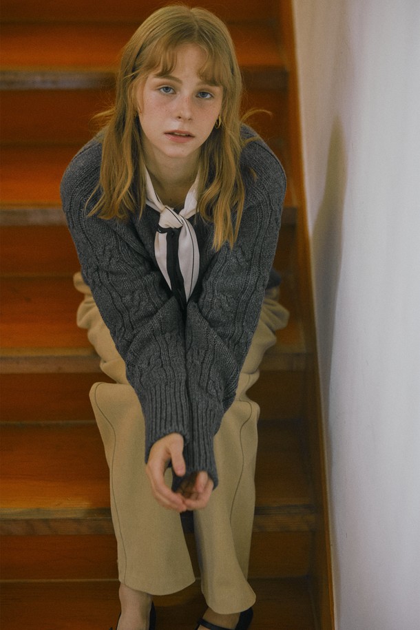 Snug.U - 가디건 - Vintage Cable Wool Knit Cardigan