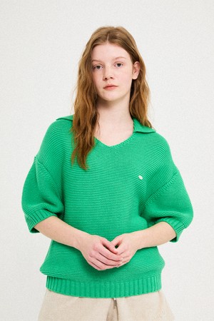 Soft Cotton Link link Short sleeved Knit Top