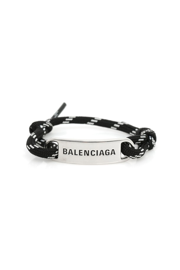 BALENCIAGA - 팔찌/발찌 - [중고명품] 발렌시아가 로고 플레이트 브레이슬릿 블랙팔찌 656418