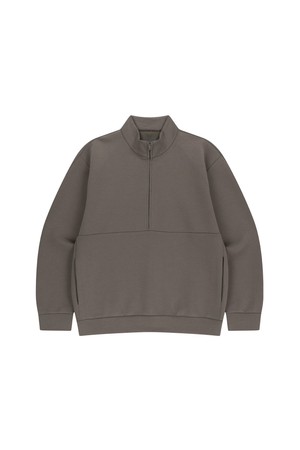 드리프트코어 유니 하프집업 탑-브라운