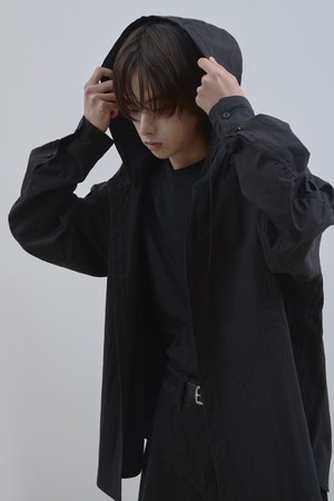 블랙 CN 후드 오버핏 셔츠_블랙