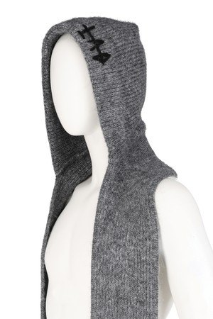 LAD 울 니트 후드 머플러_그레이