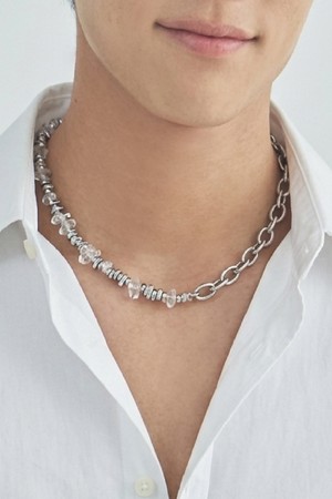 스틸 프래그먼트 스톤 네크리스