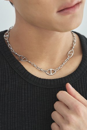 스틸 비대칭 링크 네크리스