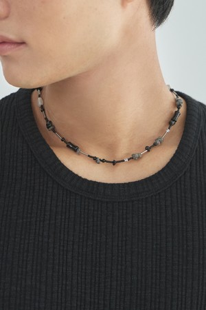 원석 튜브 믹스 네크리스_블랙