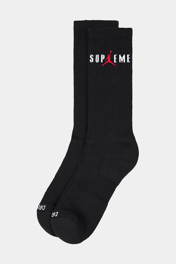 SUPREME - 양말 - 슈프림 X 조던 크루 삭스 양말 2팩 블랙 HF1398-010 BLACK