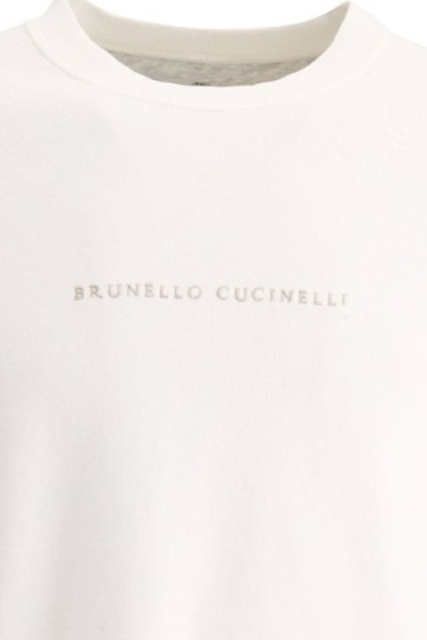 BRUNELLO CUCINELLI - 긴팔티셔츠 - 브루넬로쿠치넬리 남성 로고 자수 코튼 맨투맨 화이트 M0T353434E CRC04