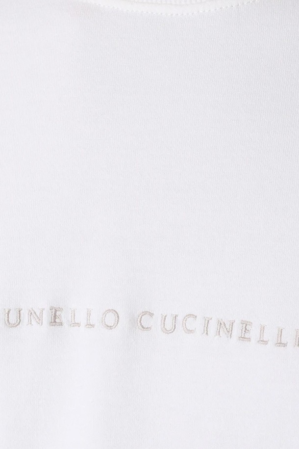 BRUNELLO CUCINELLI - 후디 - 브루넬로쿠치넬리 남성 로고 자수 코튼 크루넥 스웨트셔츠 맨투맨 화이트 M0T353434 CRC04