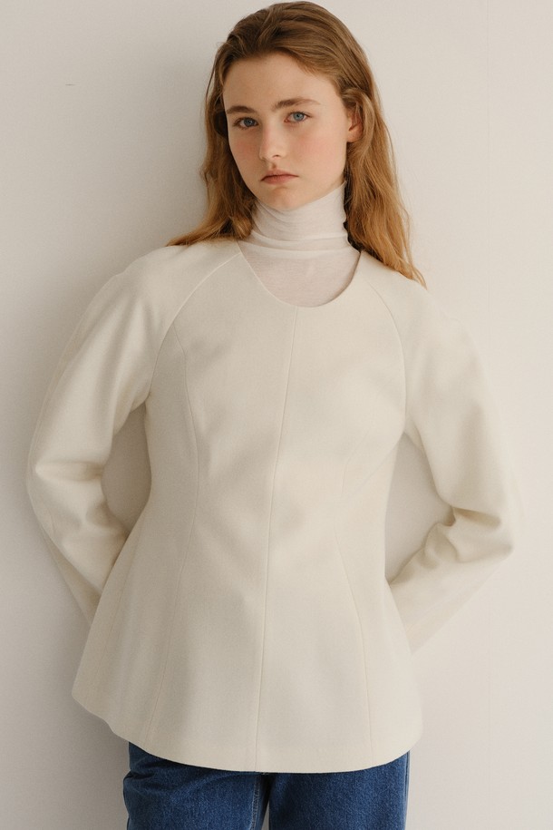 BLANK03 - 블라우스 - wool silhouette blouse (ivory)