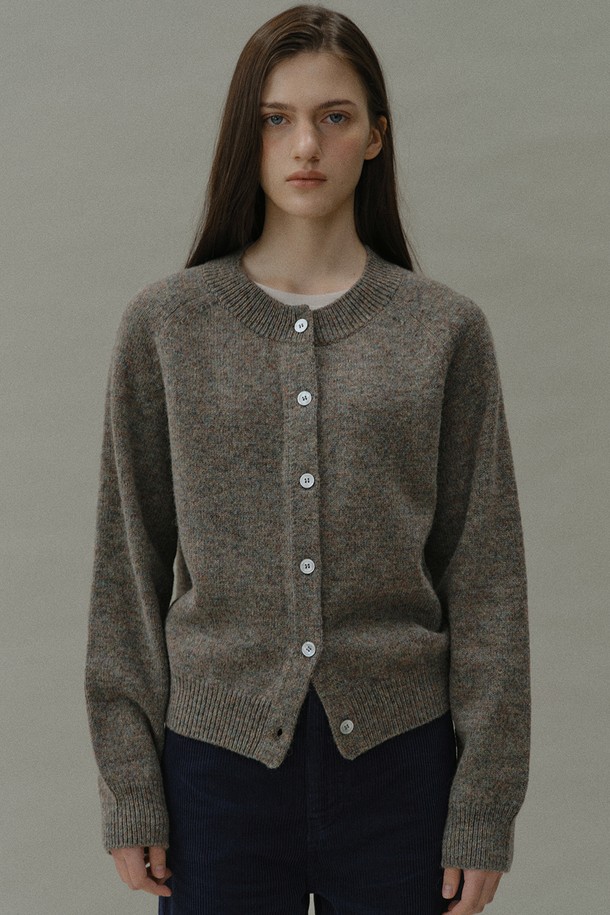 BLANK03 - 가디건 - [24winter] shaggy dog knit cardigan [Shetland wool] (moss grey)