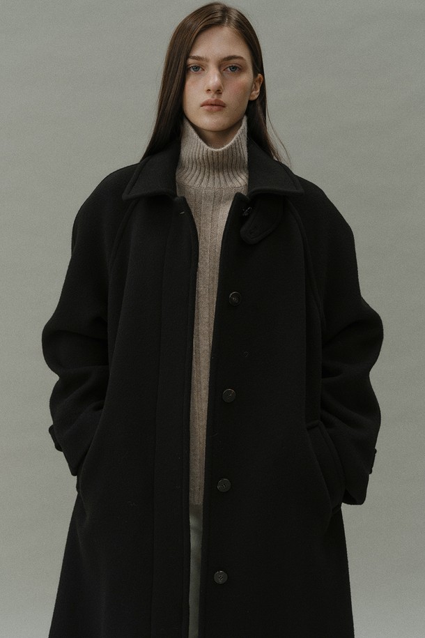 BLANK03 - 코트 - [24winter] cashmere wool balmacaan coat (black)