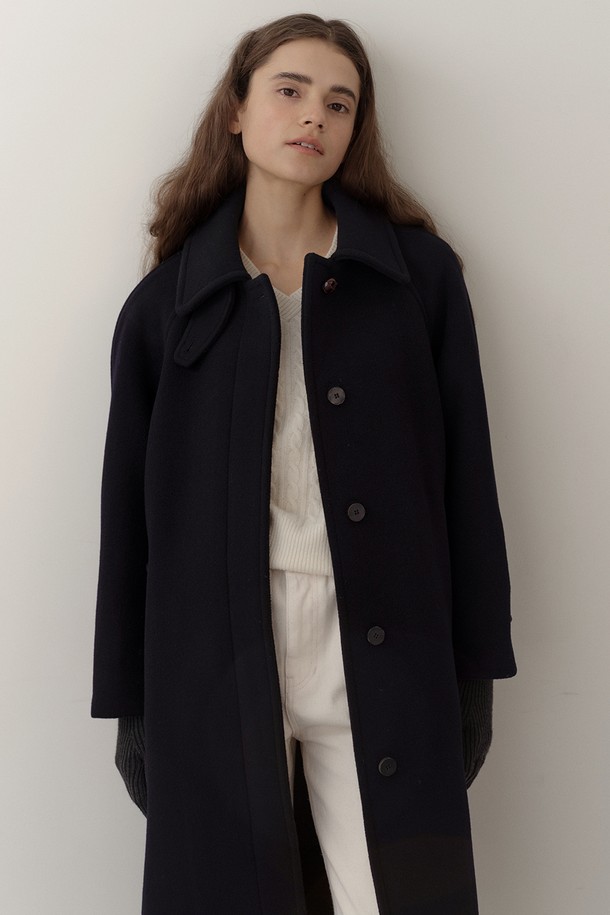 BLANK03 - 코트 - [24winter] wool balmacaan coat (navy)