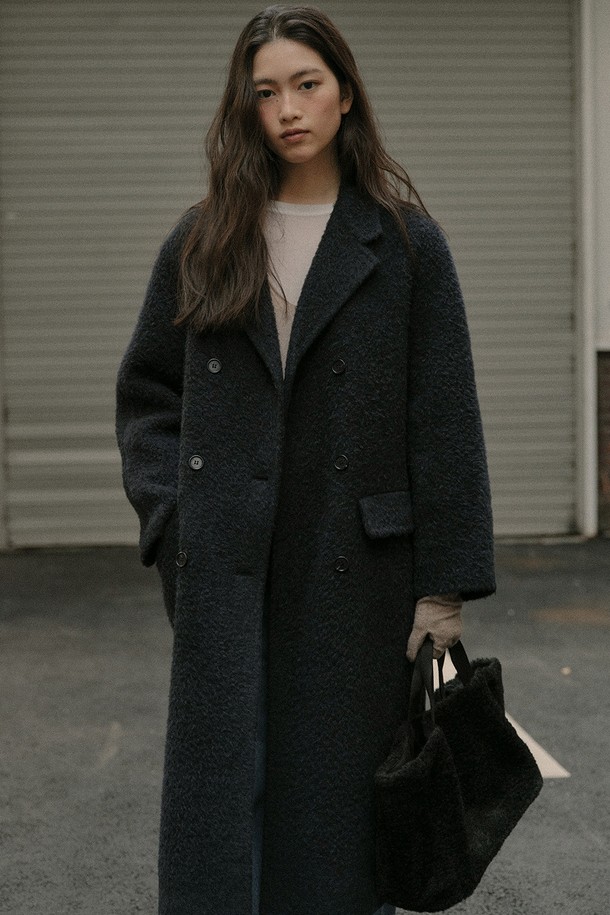 BLANK03 - 코트 - [24winter] suri alpaca handmade double coat (deep navy)