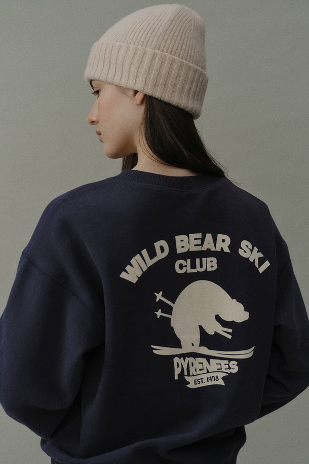 BLANK03 - 스웻셔츠 - [24winter] back print peachskin sweatshirts (vintage navy)