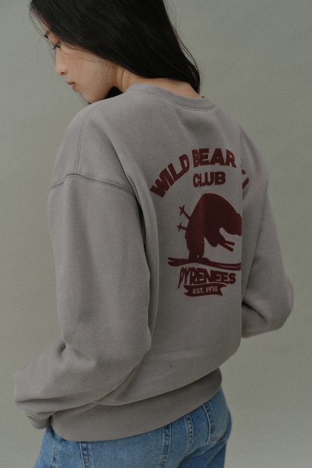 BLANK03 - 스웻셔츠 - [24winter] back print peachskin sweatshirts (vintage grey)