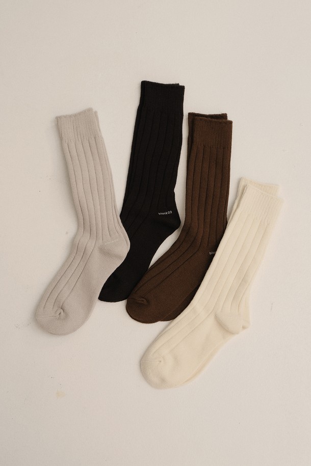 BLANK03 - 양말 - essential cotton rib socks (4colors)